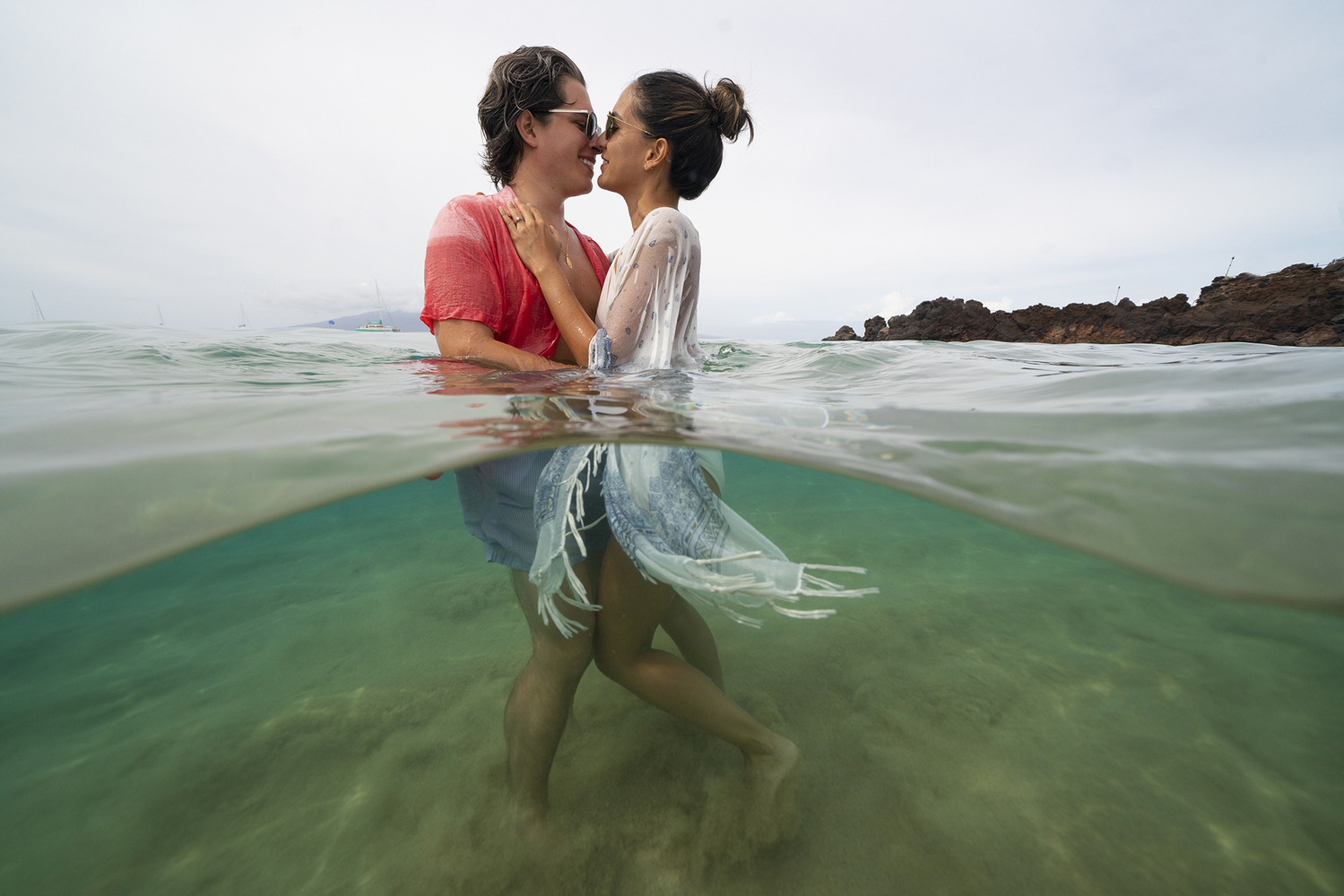 Maui engagement session, underwater